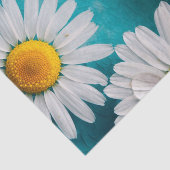 Witte zonnebloemen op papier met turkooise (Detail)