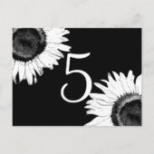 Witte zonnebloemen op zwarte tafelnummers (Achterkant)