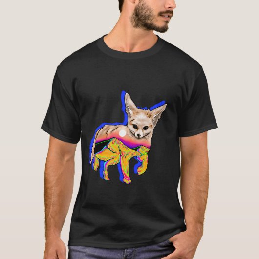 Witte Zonsondergang Woestijn Fennec T-shirt (Voorkant)
