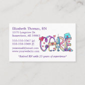 Witte 'Zorg' voor privé-vergadering Visitekaartje (Achterkant)