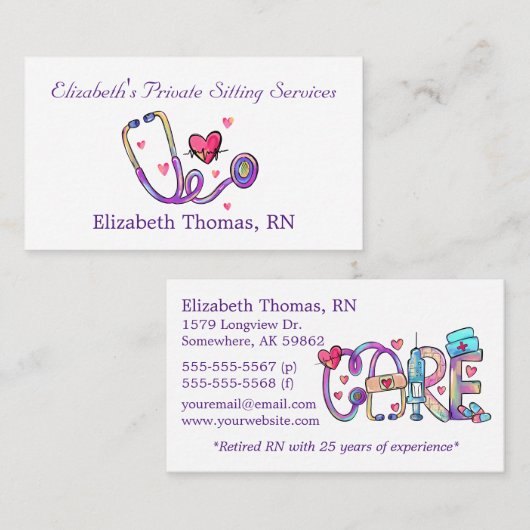 Witte 'Zorg' voor privé-vergadering Visitekaartje (Voorkant / Achterkant)