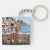 Witte Zusters Script Modern Trendy 2 Foto Vierkant Sleutelhanger (Achterkant)