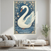 Witte Zwaan Art Nouveau Aqua Blauwe Water Juweelto