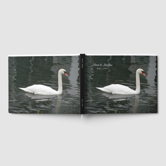 Witte zwaan bruiloft met naam gastenboek (Volledig)