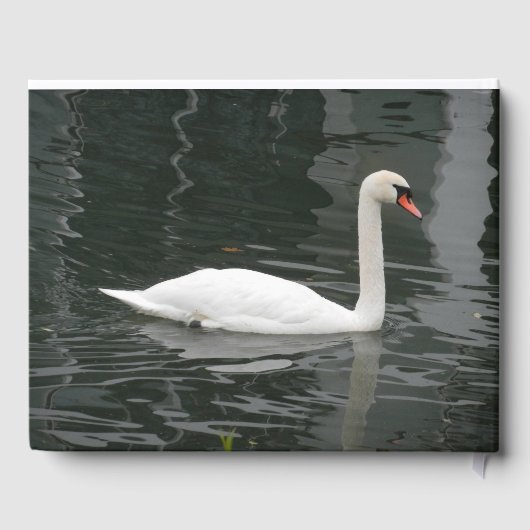 Witte zwaan bruiloft met naam gastenboek (Achterkant)