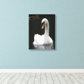 Witte Zwaan Canvasprint Canvas Afdruk (Insitu (Houten vloer))