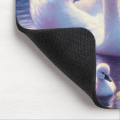 Witte Zwaan en Cygnet met Paarse Rozen Muismat (Hoek)