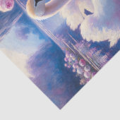 Witte Zwaan en Cygnet Paarse Rozen Decoupage Tissuepapier (Detail)