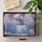 Witte Zwaan en Cygnet Paarse Rozen Decoupage Tissuepapier (Geschenk)