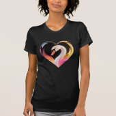 Witte Zwaan Hart Frame Neon Pop Art T-shirt (Voorkant)