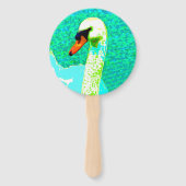 Witte zwaan hoofd handwaaier (Achterkant)