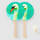 Witte zwaan hoofd handwaaier (Voorkant en achterkant)