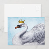  witte zwaan in goudkroon briefkaart (Voorkant / Achterkant)