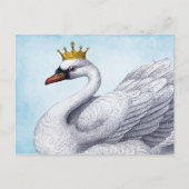 witte zwaan in goudkroon briefkaart (Voorkant)