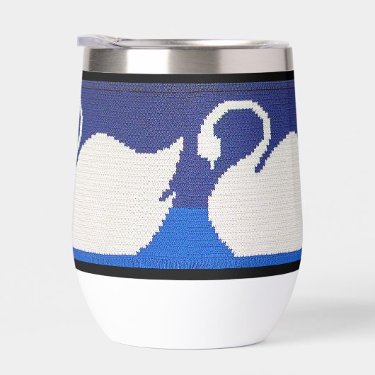 Witte zwaan in koel blauw meer ambachtelijke haakp (Rechts)