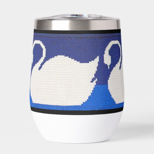 Witte zwaan in koel blauw meer ambachtelijke haakp (Voorkant)