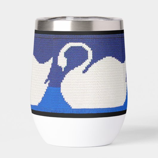 Witte zwaan in koel blauw meer ambachtelijke haakp (Achterkant)