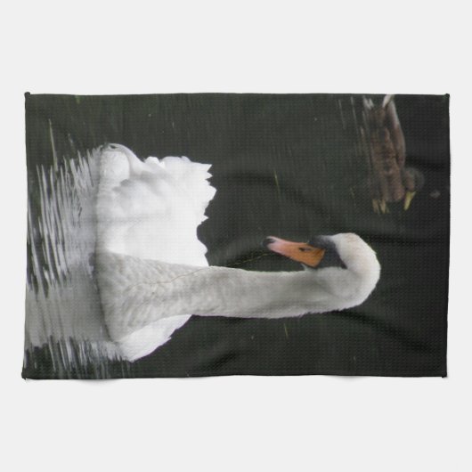 Witte zwaan keukenhanddoek (Horizontaal)