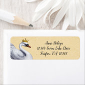 Witte zwaan met  gouden kroon etiket (Insitu)