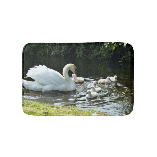 Witte zwaan met kippen badmat (Voorkant)