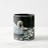 Witte zwaan met kippen tweekleurige koffiemok (Center)