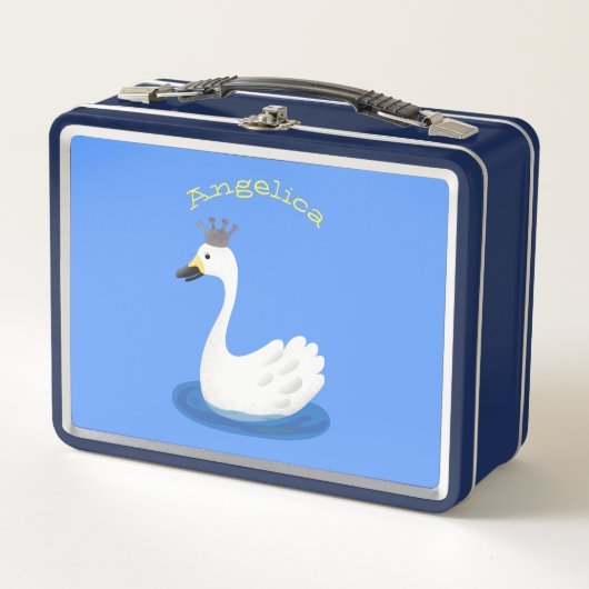 Witte zwaan met kroon cartoon (Voorkant)