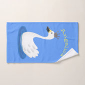 Witte zwaan met kroon cartoon bad handdoek (Handdoek)