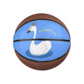 Witte zwaan met kroon cartoon basketbal (Voorkant)