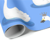 Witte zwaan met kroon cartoon cadeaupapier (Rol Hoek)