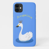 Witte zwaan met kroon cartoon Case-Mate iPhone case (Achterkant)