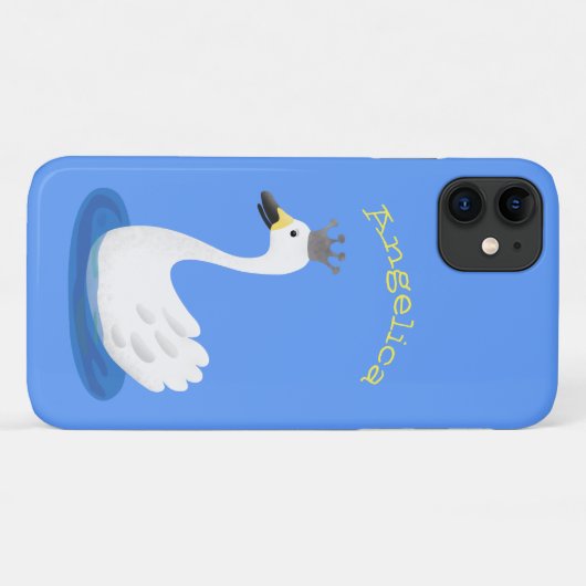 Witte zwaan met kroon cartoon Case-Mate iPhone case (Achterkant (horizontaal))