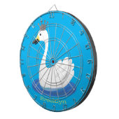 Witte zwaan met kroon cartoon dartbord (Voorkant Rechts)