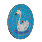 Witte zwaan met kroon cartoon dartbord (Voorkant Links)