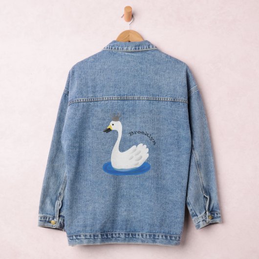 Witte zwaan met kroon cartoon denim jacket (Hangar)