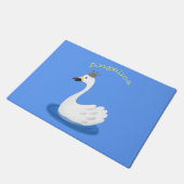 Witte zwaan met kroon cartoon deurmat (Schuin)