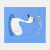 Witte zwaan met kroon cartoon fleece deken (Voorkant (Horizontaal))