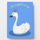 Witte zwaan met kroon cartoon fotoplaat (voorkant)