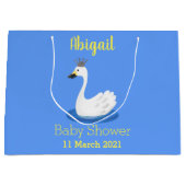 Witte zwaan met kroon cartoon groot cadeauzakje (Voorkant)