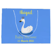 Witte zwaan met kroon cartoon groot cadeauzakje (Achterkant)