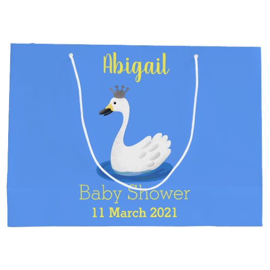 Witte zwaan met kroon cartoon groot cadeauzakje (Achterkant)