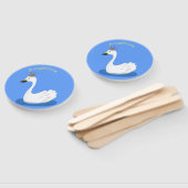 Witte zwaan met kroon cartoon handwaaier (Niet-gemonteerd)