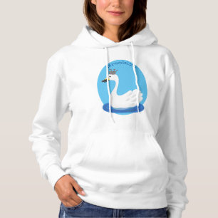 Witte zwaan met kroon cartoon hoodie