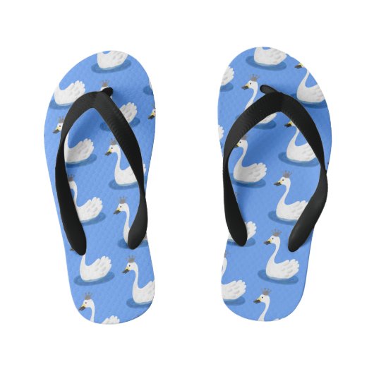 Witte zwaan met kroon cartoon kinder teenslippers (Voetbed)