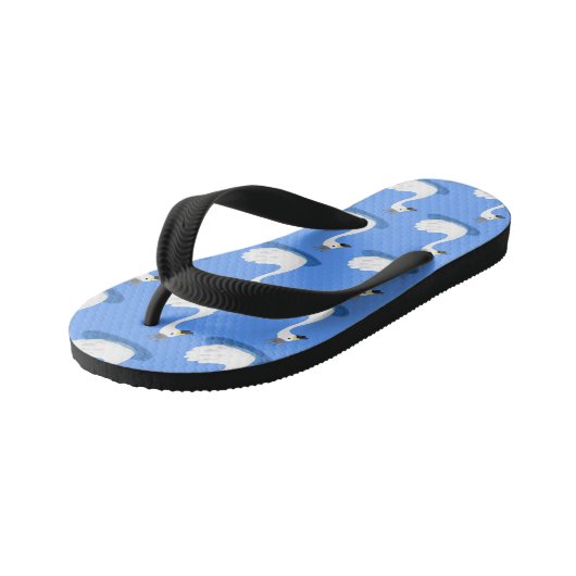 Witte zwaan met kroon cartoon kinder teenslippers (Schuin)