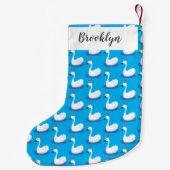 Witte zwaan met kroon cartoon kleine kerstsok (Achterkant)