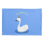 Witte zwaan met kroon cartoon kussensloop (Achterkant)
