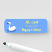 Witte zwaan met kroon cartoon naamplaatje (In situ)