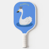 Witte zwaan met kroon cartoon pickleball paddle (Voorkant)