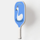 Witte zwaan met kroon cartoon pickleball paddle (Links)
