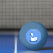 Witte zwaan met kroon cartoon pingpongbal (Net)